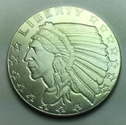 1/4 Troy Oz.  Silver Round - Incuse Indian  ; .999 silver round / Sigma Tested