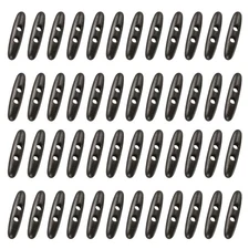 50Pcs 60mm/2.4Inch Double Holes Olive Shape Sewing Wood Buttons, Dark Coffee