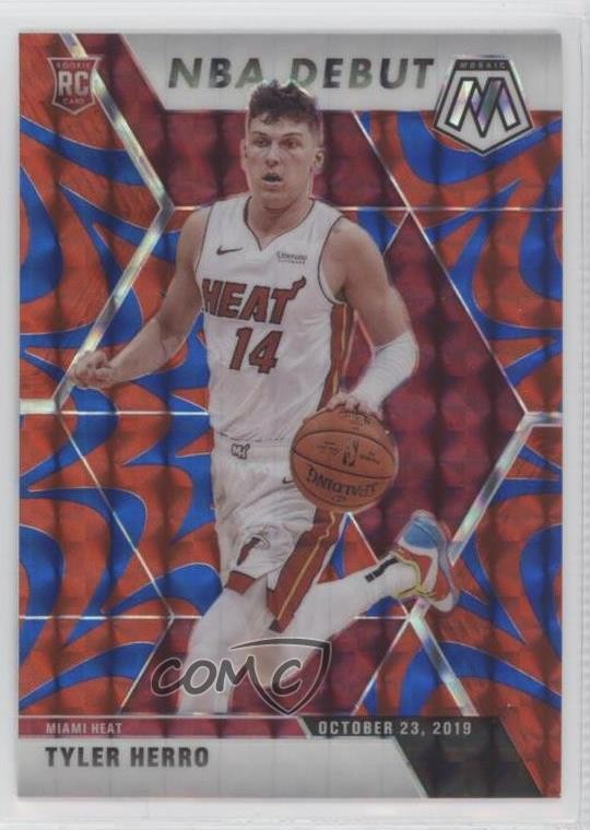 2019 Panini Mosaic NBA Debut Reactive Blue Prizm Tyler Herro #280 Rookie RC 11r1