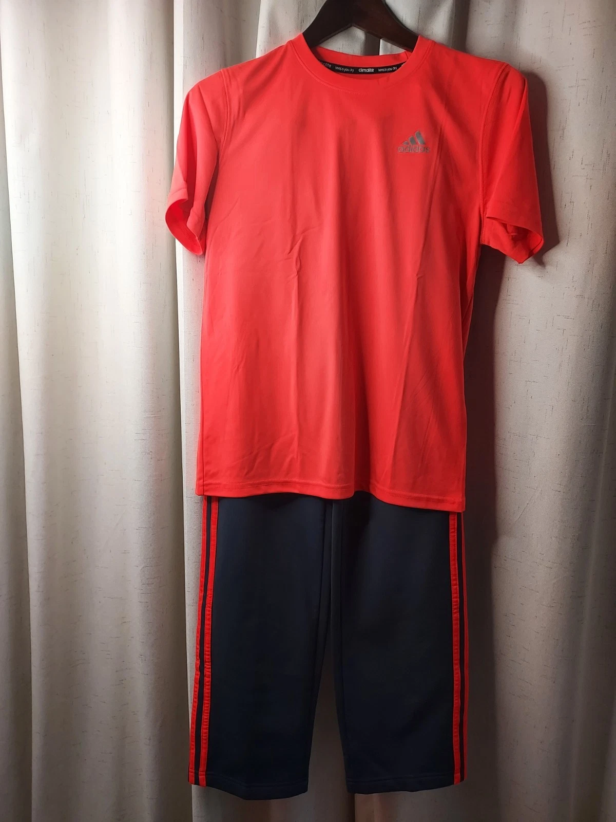 Adidas CLIMAWARM Pants Youth Size L 14/16 Gray with T-Shirt, Size L 14/16