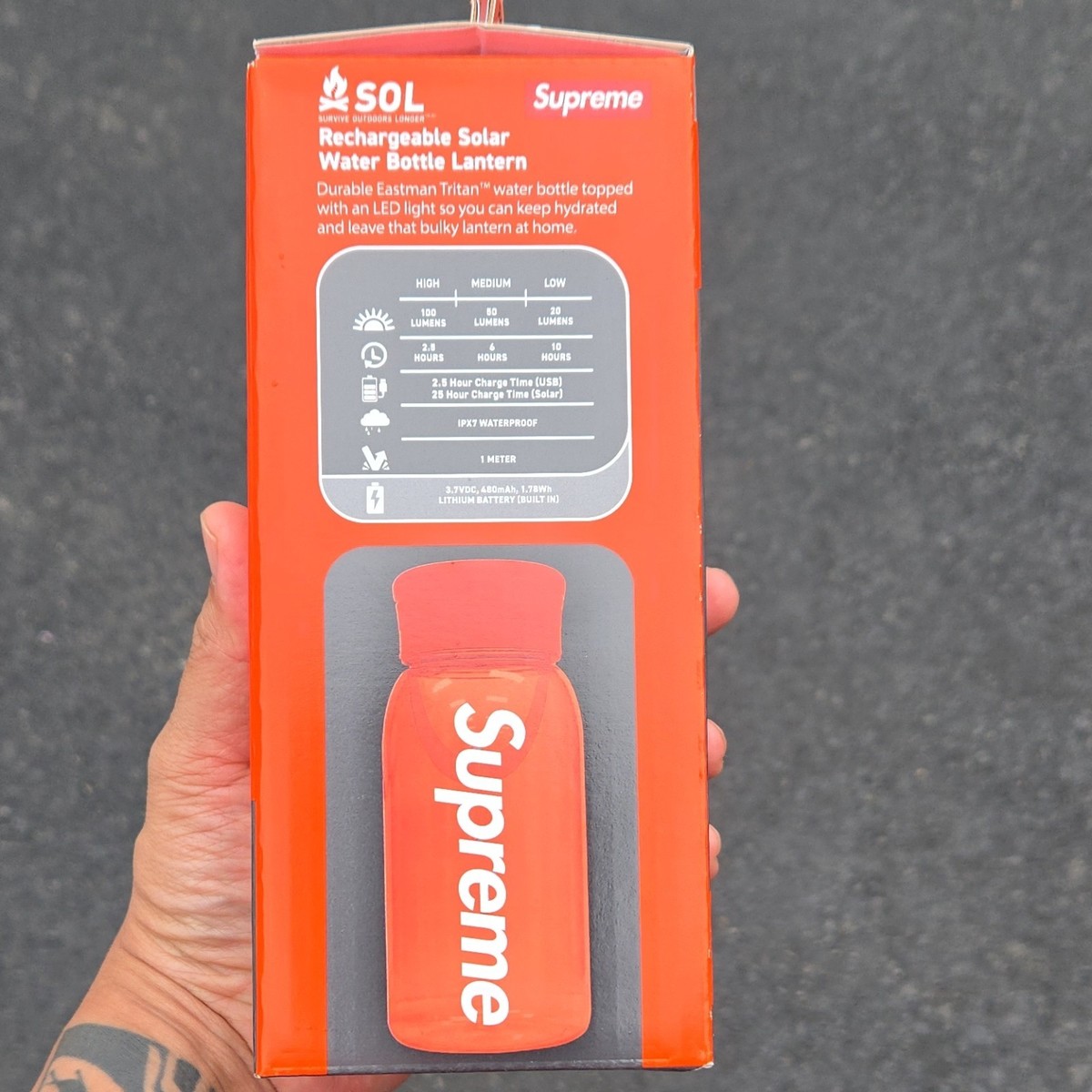SOL Supreme Rechargeable Solar Waterproof Water Bottle Lantern