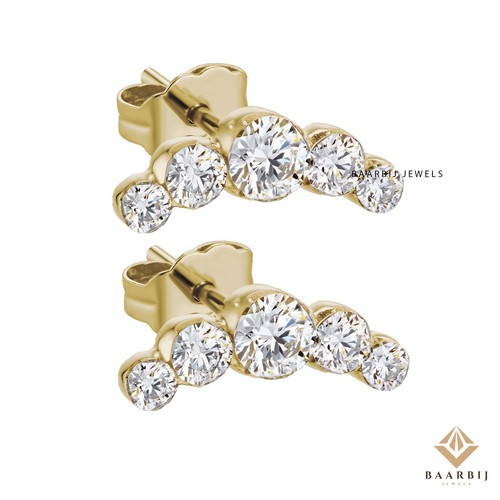 1.0 CT Sparkle five diamond Invisible Set Open Curve 14K Gold push back ...