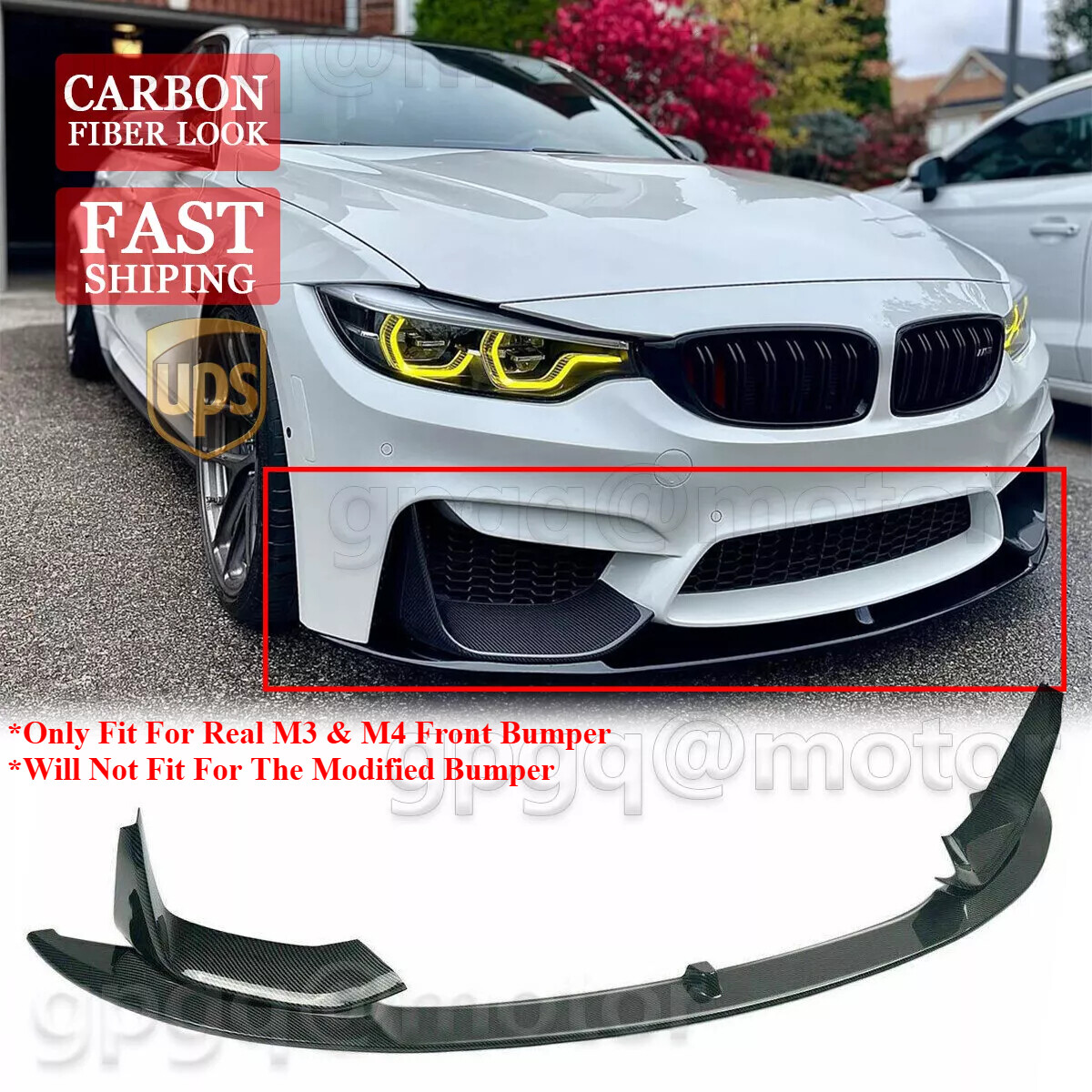 Carbon Fiber Style Front Bumper Lip Splitter For BMW F80 M3 F82 F83 M4 2015-2020