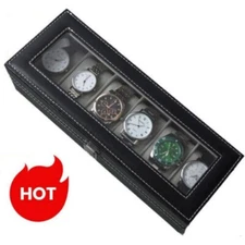 ⭐ Watch Box Case Organizer 6 Slots Watches Holder Jewelry Storage Display New ⭐