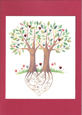 PAPYRUS VALENTINES CARD NIP MSRP $5.95 2 TREES CARD (N7)