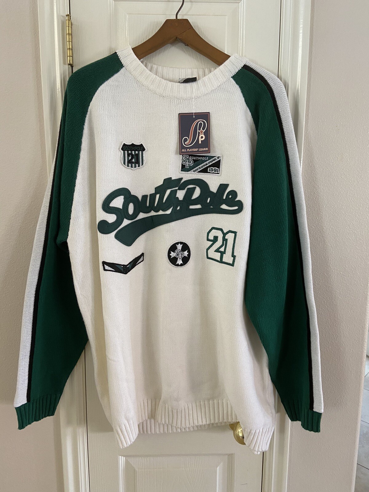 Southpole XXL Mens Sweater (White W/Green Accents) | eBay