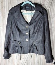 Signature By Larry Levine Dark Brown Blazer With Ties And Buttons Medium