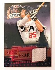 2015 panini stars and stripes bryan reynolds /299 game gear relic #17 pirates...