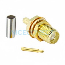 RP-SMA Female Jack  Male Pin  Bulkhead Connector For LMR100 RG316 RG174 Cable