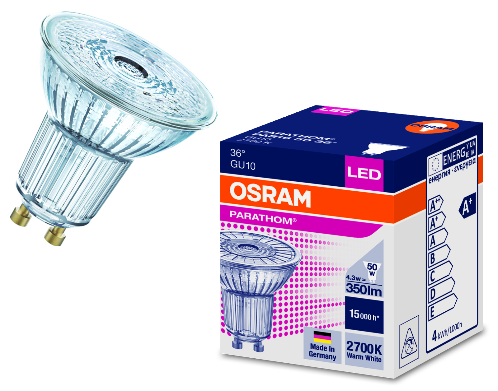 demonstration Incubus fast OSRAM LED Parathom PAR16 GU10 Bulbs - 4.3W 36° Degree 2700K / 3000K / 4000K  | eBay