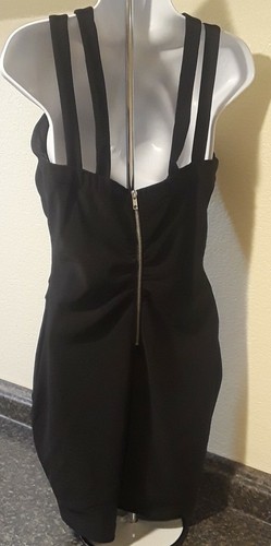 Girls Junior Black Dress Emerald Sundae Medium Bodycon Straps Party Fitted Zip - Picture 4 of 7