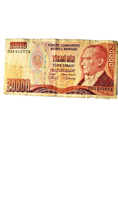 1970 Turkey 20000 Lirasi - Paper Money Banknotes
