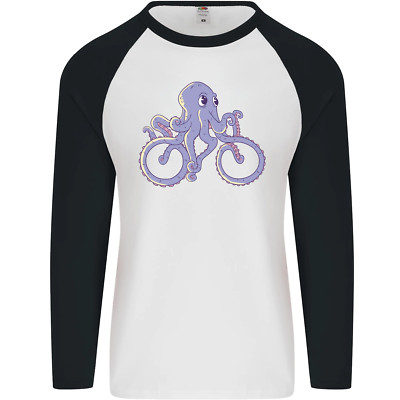 Ein Fahrrad Octopus Lustig Cyclist Fahrrad Herren L/S Baseball Maglietta