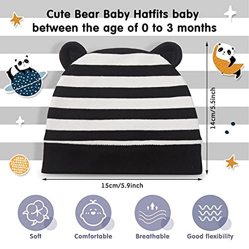 6 Pieces Newborn Baby Black White, Black, Navy Blue, Black Gray, Gray, White - Foto 5 di 7