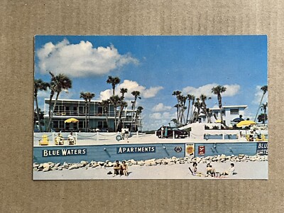 Postcard Daytona Brach Florida Blue Waters Apartments Roadside Hotel Vintage PC