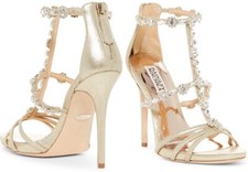 Badgley Mischka PLATINUM Thelma Crystal Embellished Sandal Sz10- 245 now 99.99