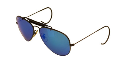 RAY BAN 3030 58 OUTDOORSMAN BLACK REMIX BLUE MIRROR NERO SOLE CUSTOMIZED |  eBay