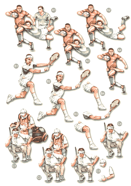 Craft UK A4 Die Cut Decoupage Sheet - Line 541 - Rugby, Tennis, Golf