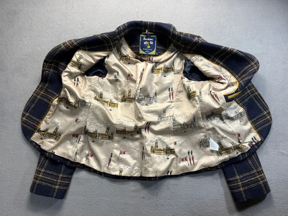 Bohen Moon британский твид шерсти куртка синий женщин США размер 8 - Изображение 2 из 4