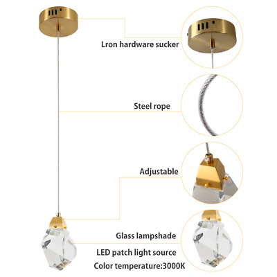 1x Modern Crystal Pendant Lamp Kitchen Island Ceiling Fixture Hanging Light LED