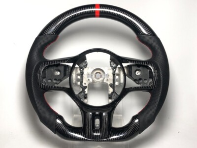 Real Carbon Leather 08-15 Mitsubishi Evolution X Steering Wheel Evo10 Evo 10 RED