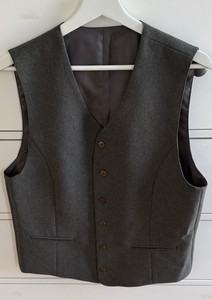 Mens Vintage Tweed Vest Western Cowboy Vests, size Large Button Closure Office