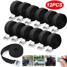 12 x Heavy Duty Ratchet Tie Down Straps Car Roof Rack Belts Quick Release 2.5M 