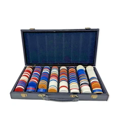 Vintage Poker Chip Set w/ Case Mixed Colors Values Approx 300+ Chips Heavy