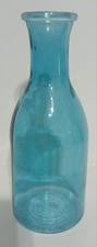 Vintage Blue Glass Bottle Vase 9 Inches Tall