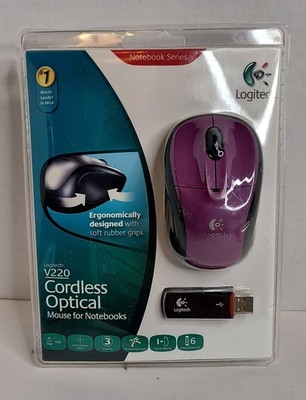 Logitech v220 cordless optical mouse for Notebooks Purple Sealed