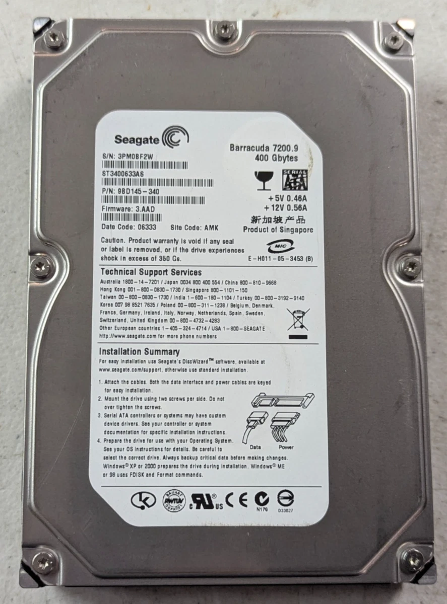Seagate SATA II Internal Hard Disk Drives 400 GB Storage Capacity