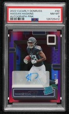 2022 Clearly Donruss Rated Rookie Pink 10/10 Hassan Haskins #92 PSA 8 Auto 8d9