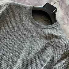 $600 CANALI (54) Cotton Linen Knit Light Sweater Crewneck Pullover. Grey. Italy