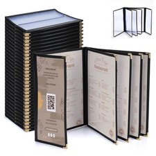 WeChef 30 Pcs Menu Covers 8.5x11" 5 Page 10 View & 4.25x11" Half Page Wine List