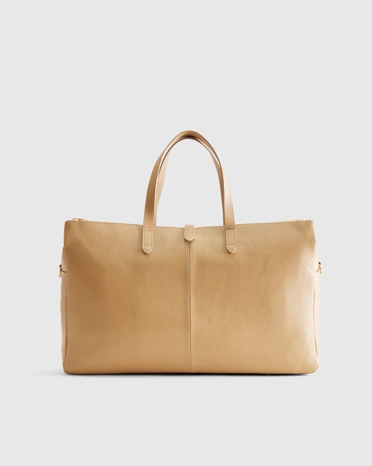 Quince Italian Leather Triple Compartment Weekender Bag Golden Tan  $240 MSRP