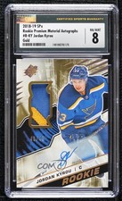 2018 SPx Rookies Tier 1 Gold Premium Material 43/49 Jordan Kyrou CSG 8 Auto 0tj9