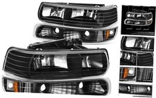 Pair OE Style Headlights  Bumper Lights Compatible with 99-02 OH-Black Amber