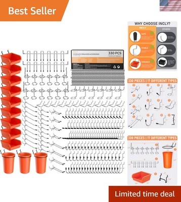 Ultimate 330-Piece Tool Storage Kit - Heavy-Duty Pegboard Hooks & Bins Included