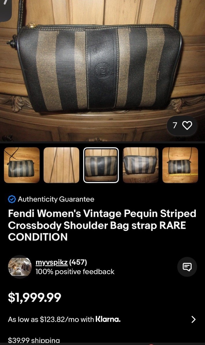 FENDI Roma 1925 ITALY Stripe Canvas Clutch SHOULDER Bag ICON