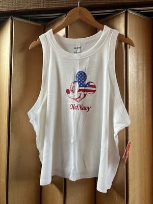 Old Navy X Disney (Size 4X) Ribbed White Tank Mickey Patriotic Festival USA