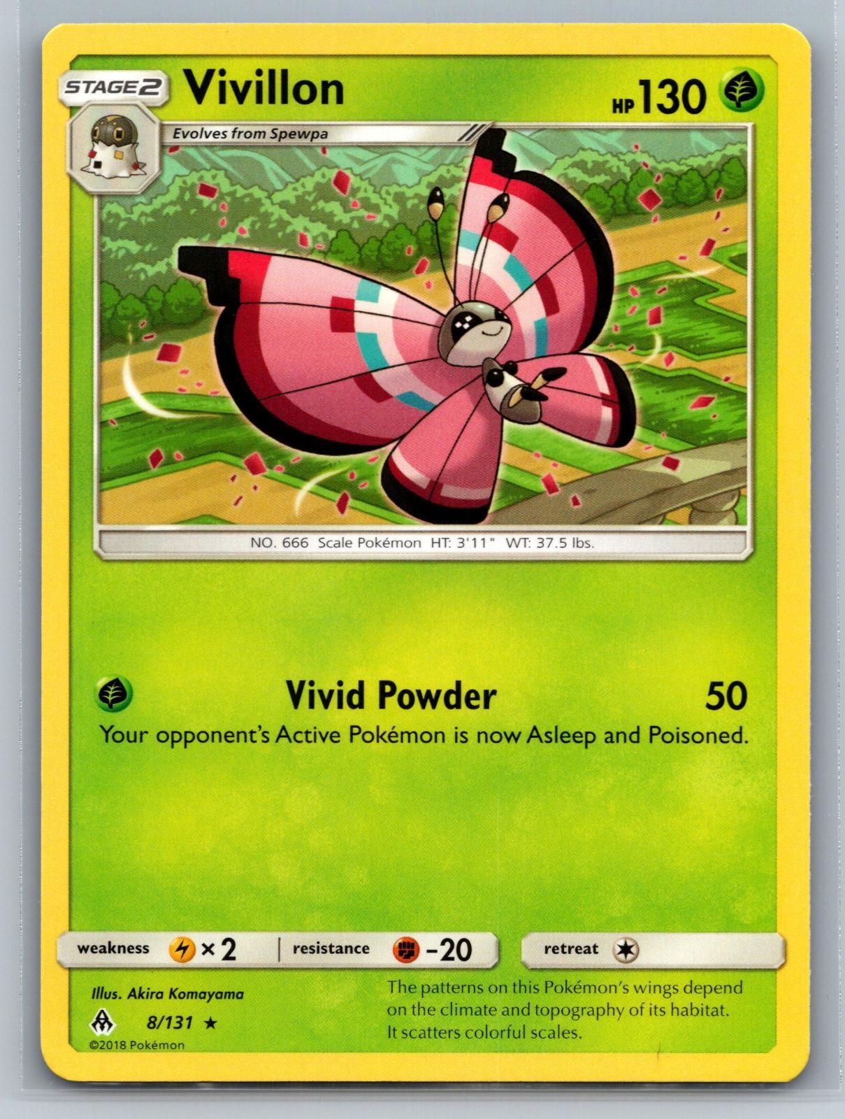 Vivillon 8/131 Rare Forbidden Light Pokemon Near Mint