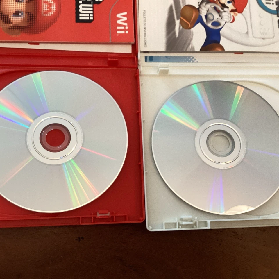 Nintendo Wii Mario Kart Plus Racing Wheels & Super Mario Bros Game Disc Works - image 3 of 4