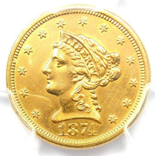 1874 Liberty Gold Quarter Eagle $2.50 1874-P Coin - Certified PCGS AU Detaails