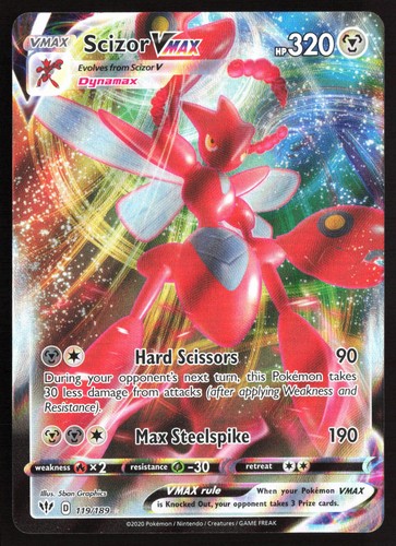 Pokemon Scizor VMAX Holo SWSH03: Darkness Ablaze 119/189 NM
