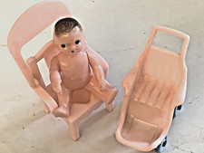 VINTAGE MINIATURE BABY POTTY CHAIR  STROLLER DOLL HOUSE NURSERY