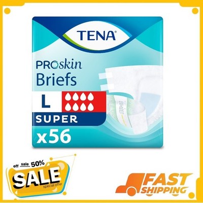 TENA ProSkin Unisex Adult Diapers, Maximum Absorbency, Large, 56 Count