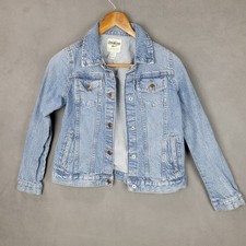 Oshkosh B'Gosh Trucker Jacket Girls 14 Blue Light Wash Denim Cotton Snap Front