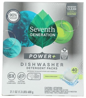 Seventh Generation Power Plus Dishwasher Detergent Packs 40 Count Ct