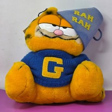 Vintage 1978 Garfield Plush Toy With Blue Sweater Hat By Dakin "Rah Rah"