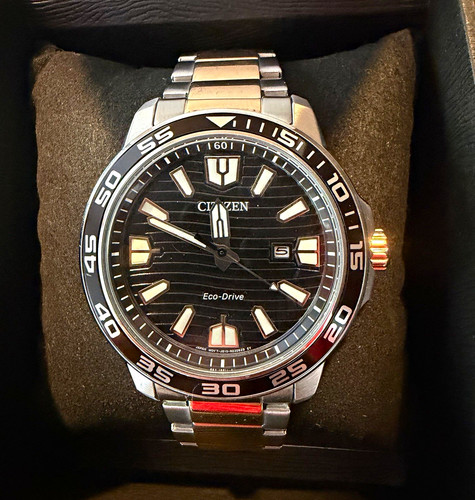 Citizen Eco-Drive Men’s Two-Tone Bracelet Black Dial 42mm 100m Date Quartz
